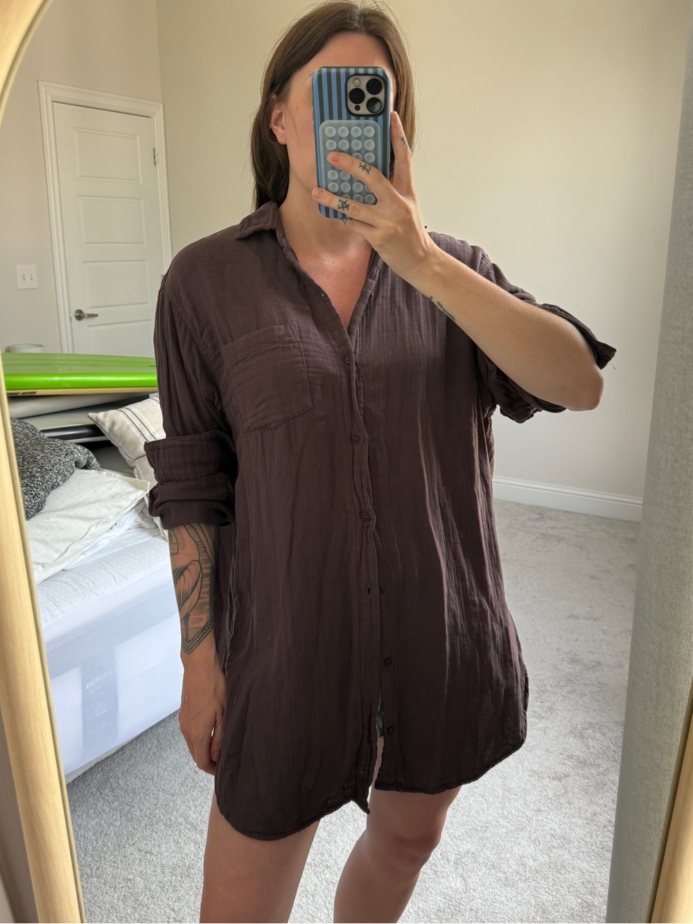 Free People x CP Shades double gauze button down tunic
